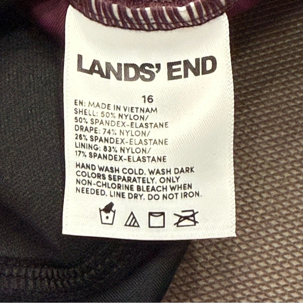 Lands End Slendersuit One Piece Swimsuit Bandeau Removable Straps Ruching NWT 16