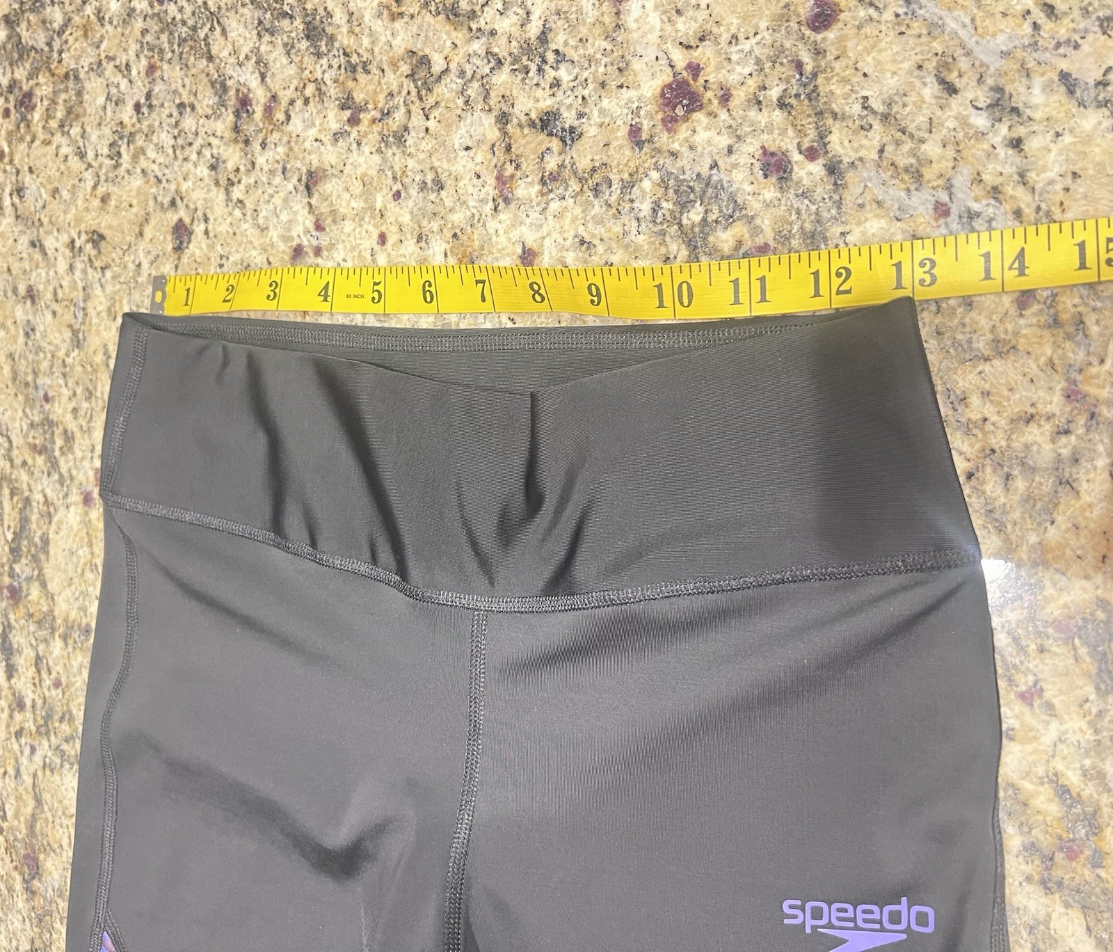 Speedo Women’s Athletic Leggings, M, Black and Purple Design, Great Condition