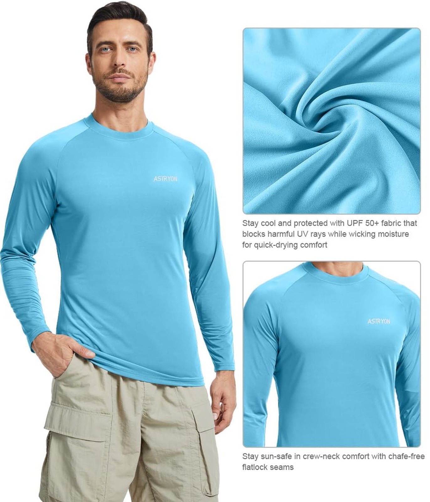 2 Pack Men’s Sun Protection Shirts UPF 50+ Long Sleeve Swim Rash Guard for