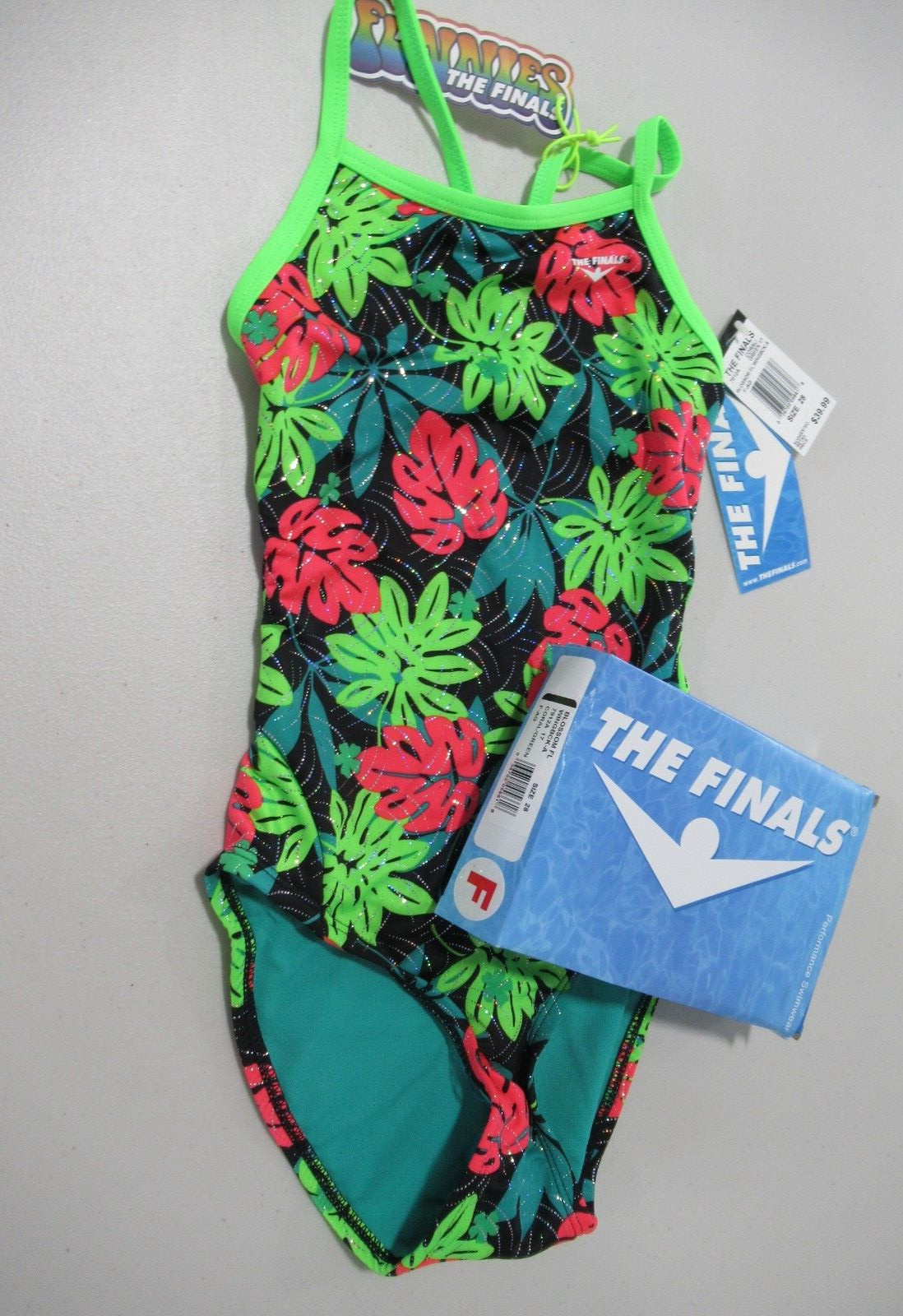 TYR The Finals Blossom Coral/Green Wingback Size 28 *NWT* Go Tropical!