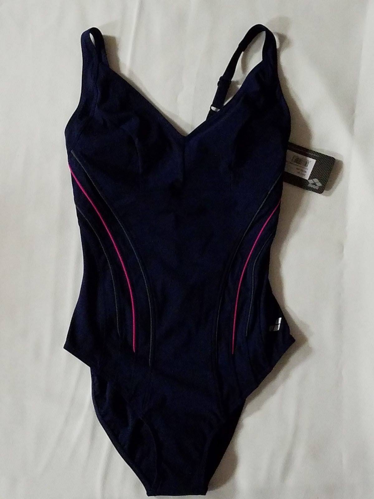 NWT ARENA Women’s ‘Minesse’ 1-piece swimsuit Navy/Gray/Rose Violet 32/US 2/XS