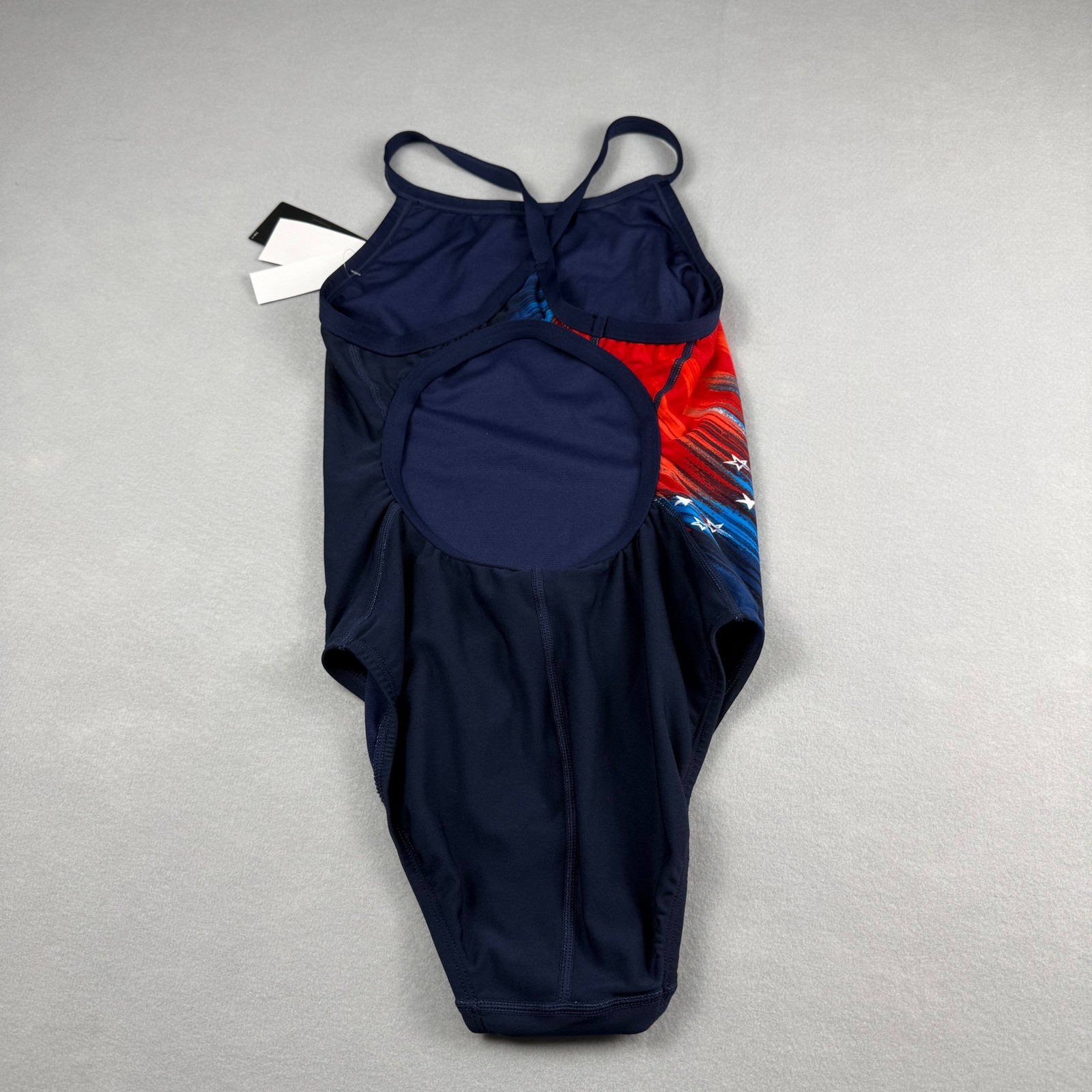 TYR Womens M 34 One Piece Swimsuit Navy Red White USA Durafast Elite NWT