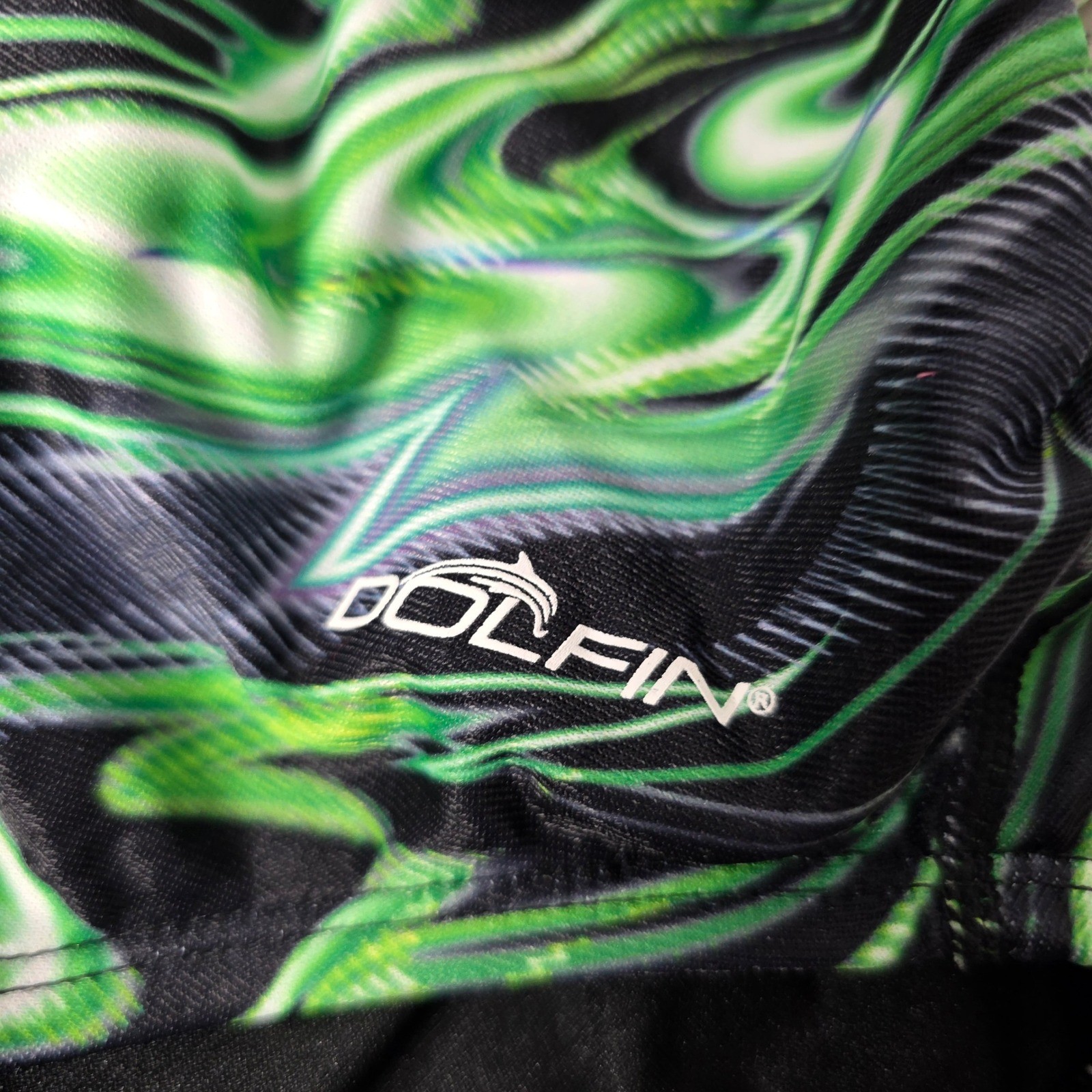 Dolfin Uglies Womens One Piece Swimsuit 36 Green Black Swirl Flame Athletic Swim