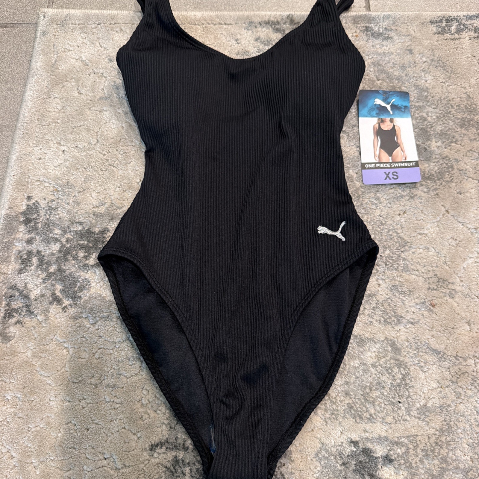 PUMA Women’s One Piece Swimsuit Black Size XS UPF 50+ Chlorine Resistant
