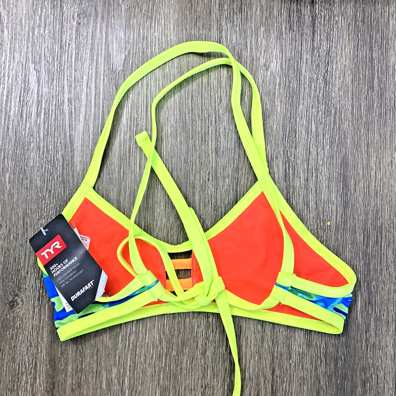 TYR Serenity Pacific Women’s Sz Small(4/6) Swim Bikini Top Tieback Blue Green