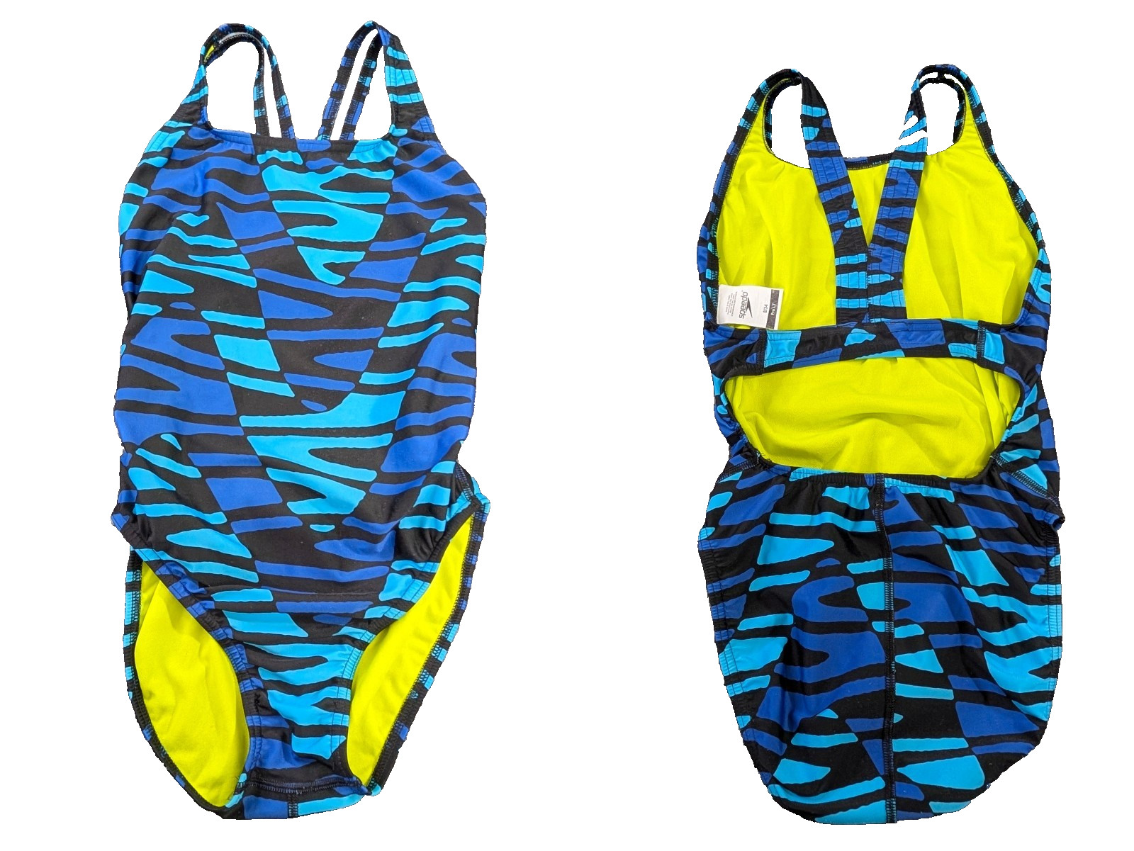 Speedo Disco Boom Flyback One Piece Swimsuit Womens 8 34 Blue ProLT Training