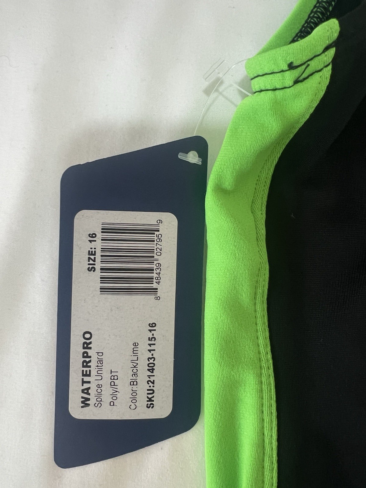 WATERPRO Splice Unitard Poly/PBT Competitive Swimwear Black/Lime Size 16