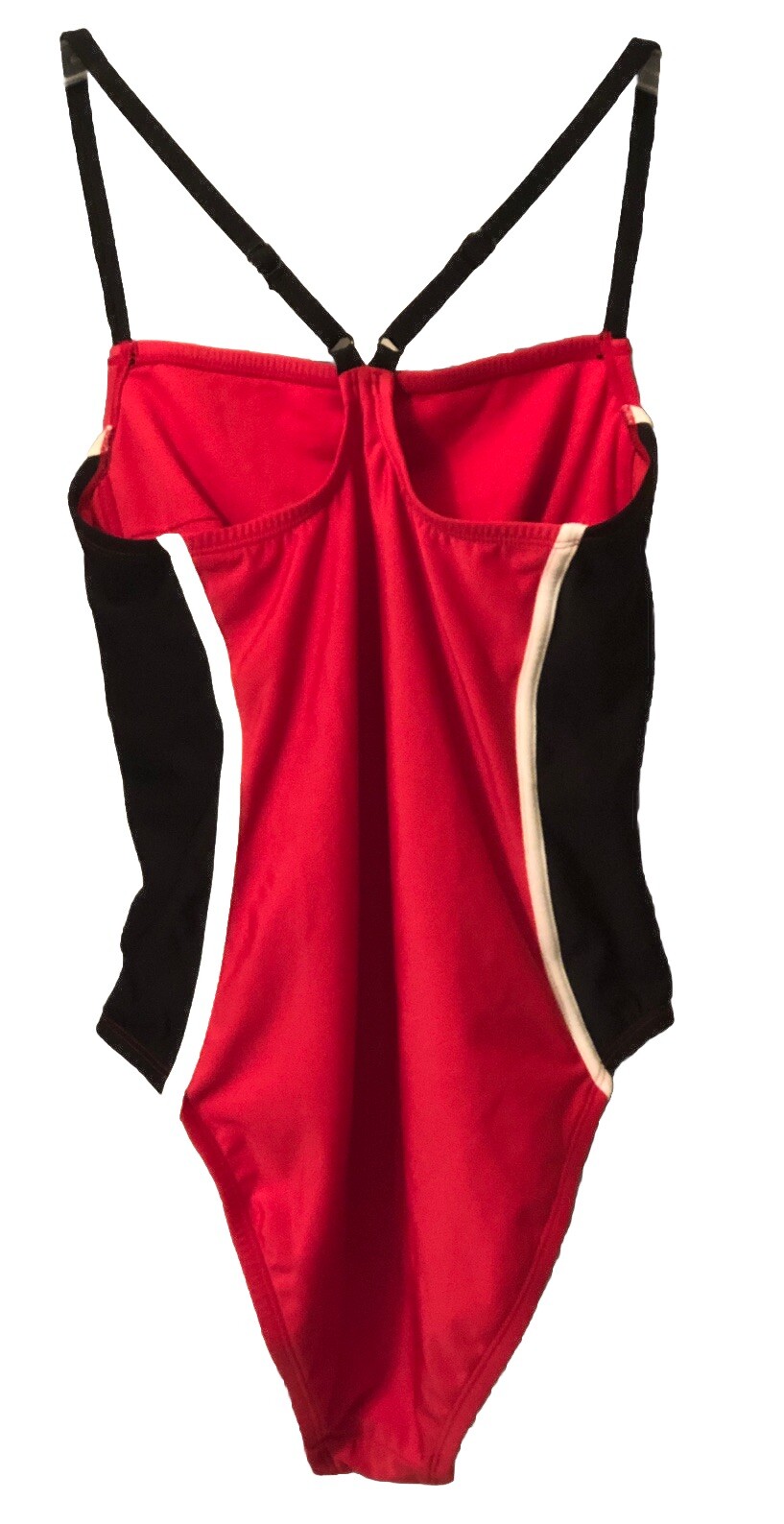 Joy Lab Racer Back Women Swimsuit M Red Black Color Block Corset SlimmerSwimmer