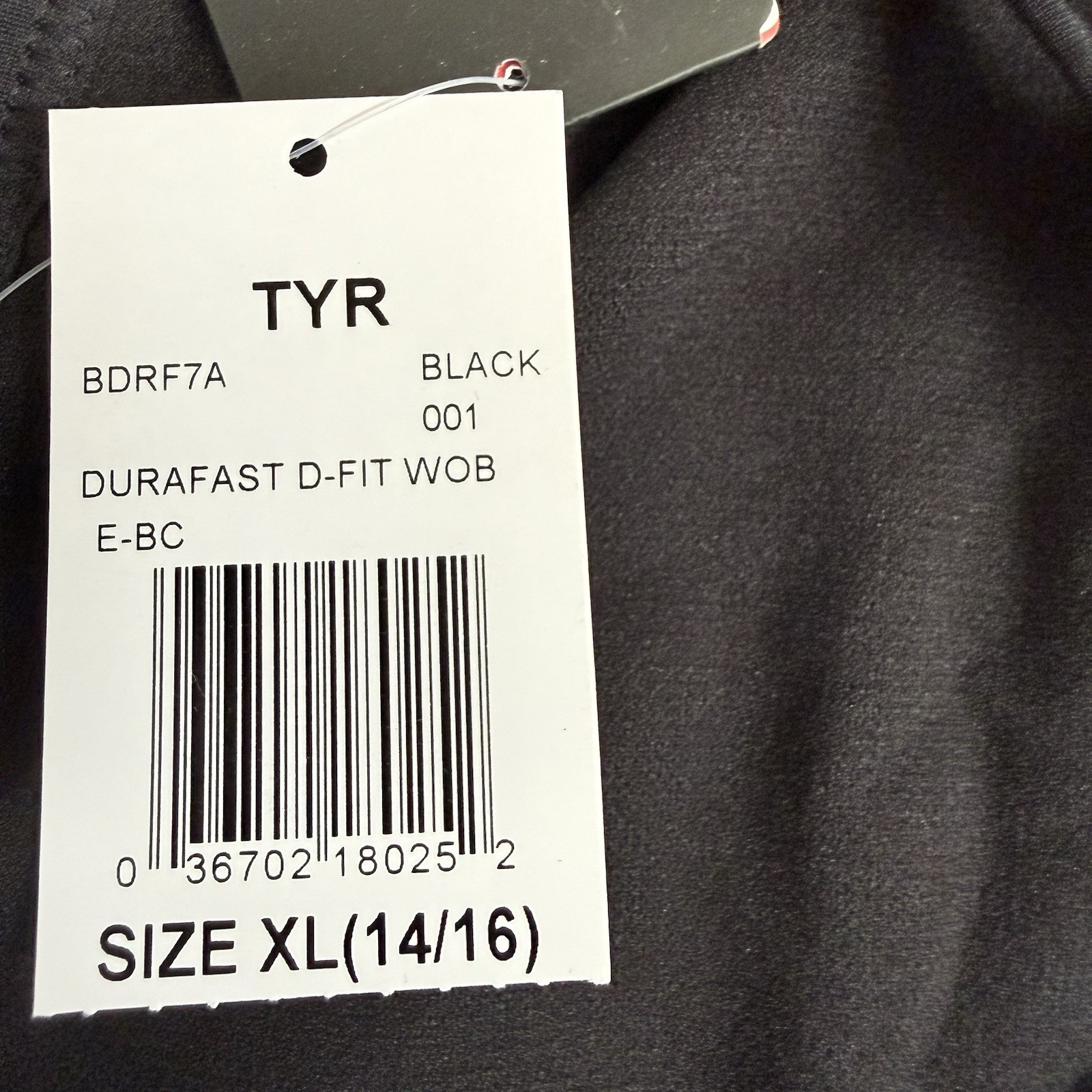 TYR Durafast D-Fit Black Sports Bra Swim Top XL 14/16 NWT