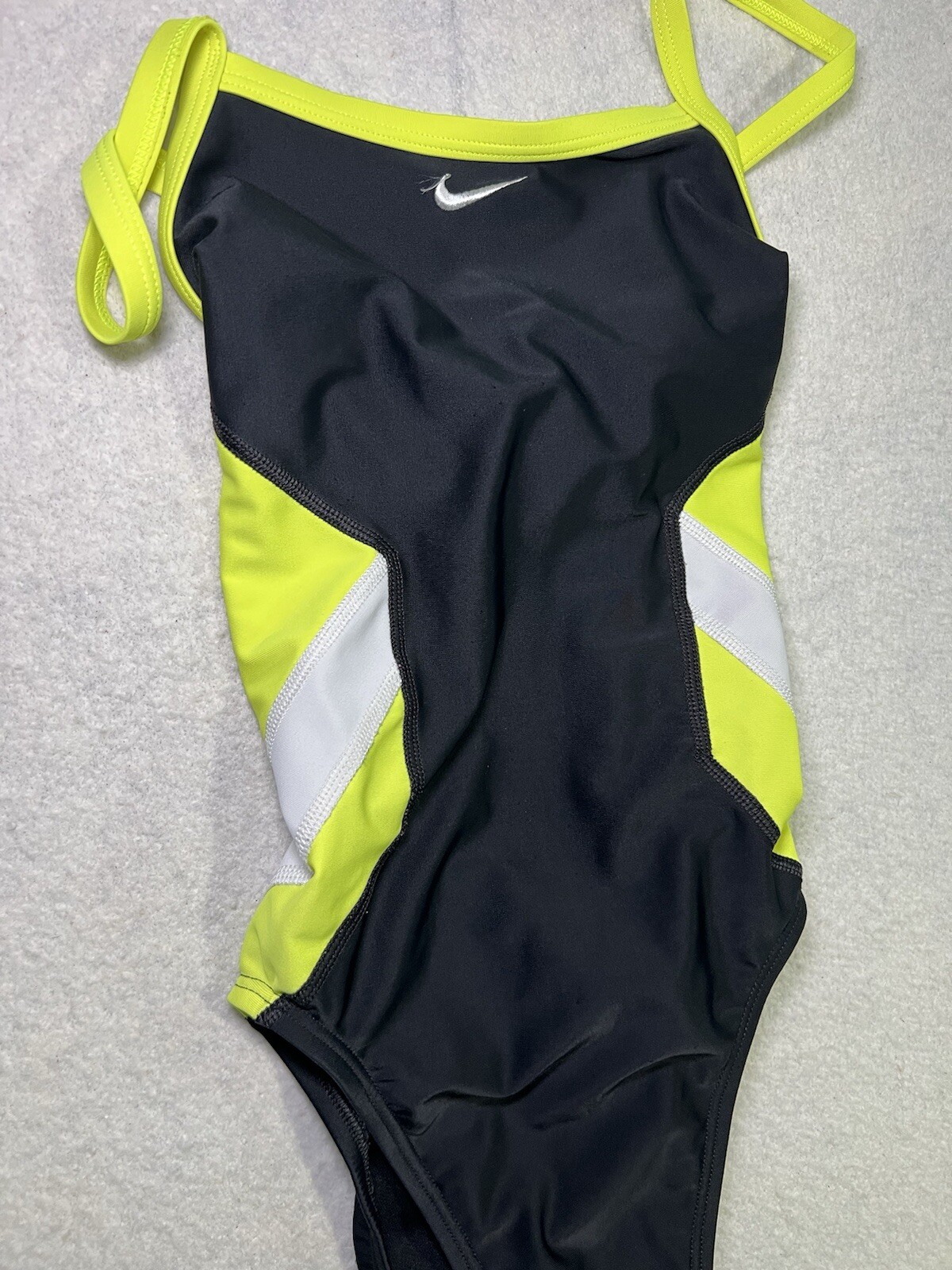 Nike Womens sz 4 one piece swim suit Black lime green