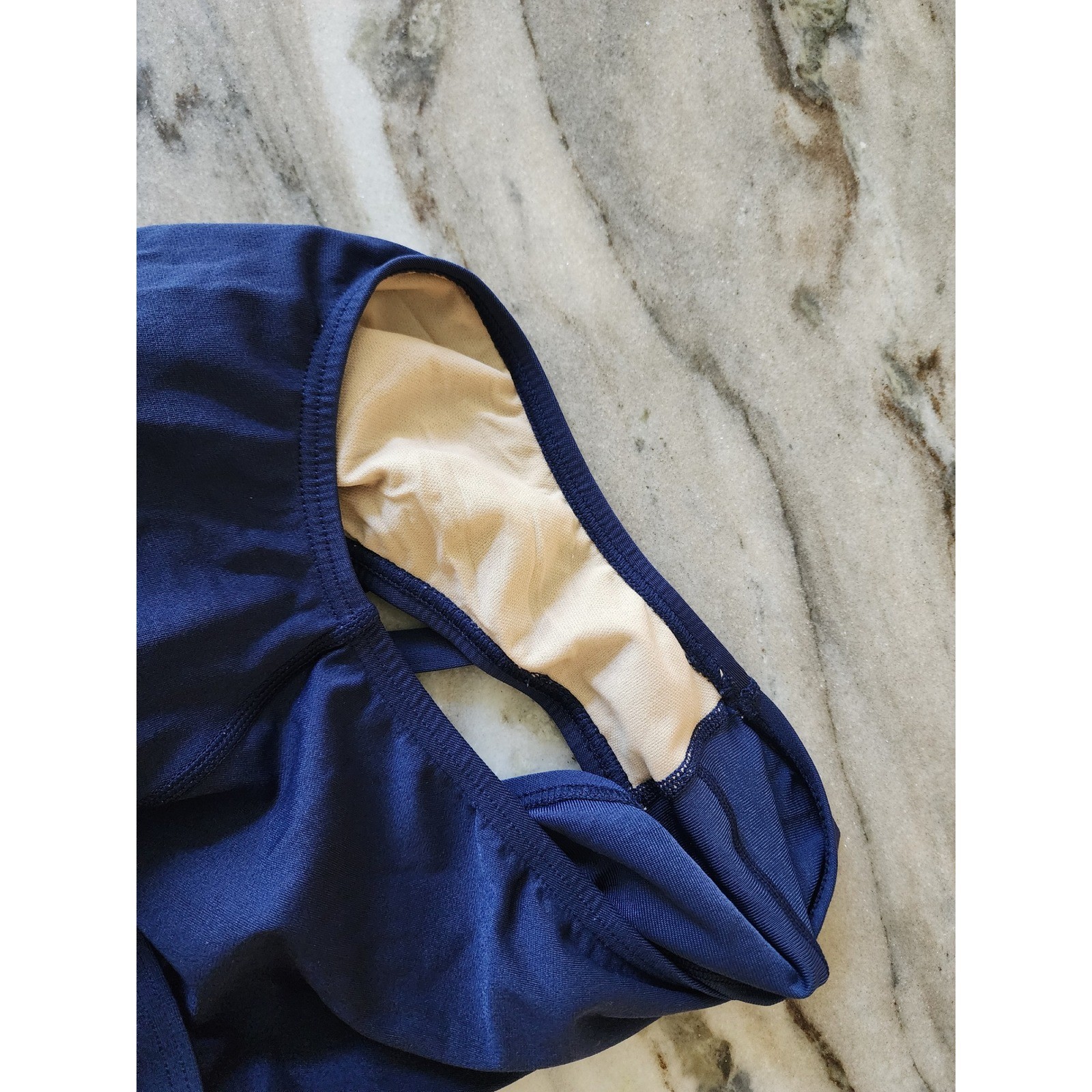 Vintage 90s Speedo Lifeguard One Piece Swimsuit Navy Blue Crossback PBT Womens