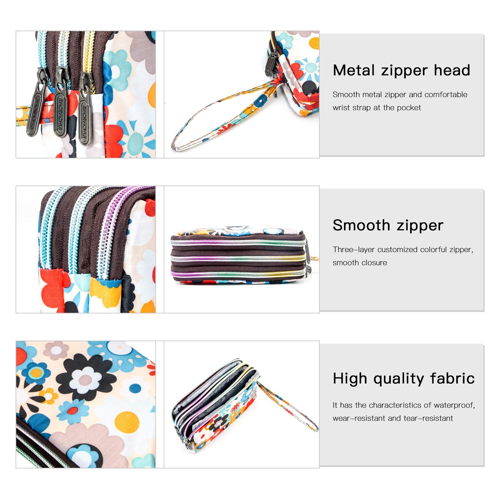 Biaotie Large Capacity Wristlet Wallet – Women Printed Nylon Waterproof Handbag