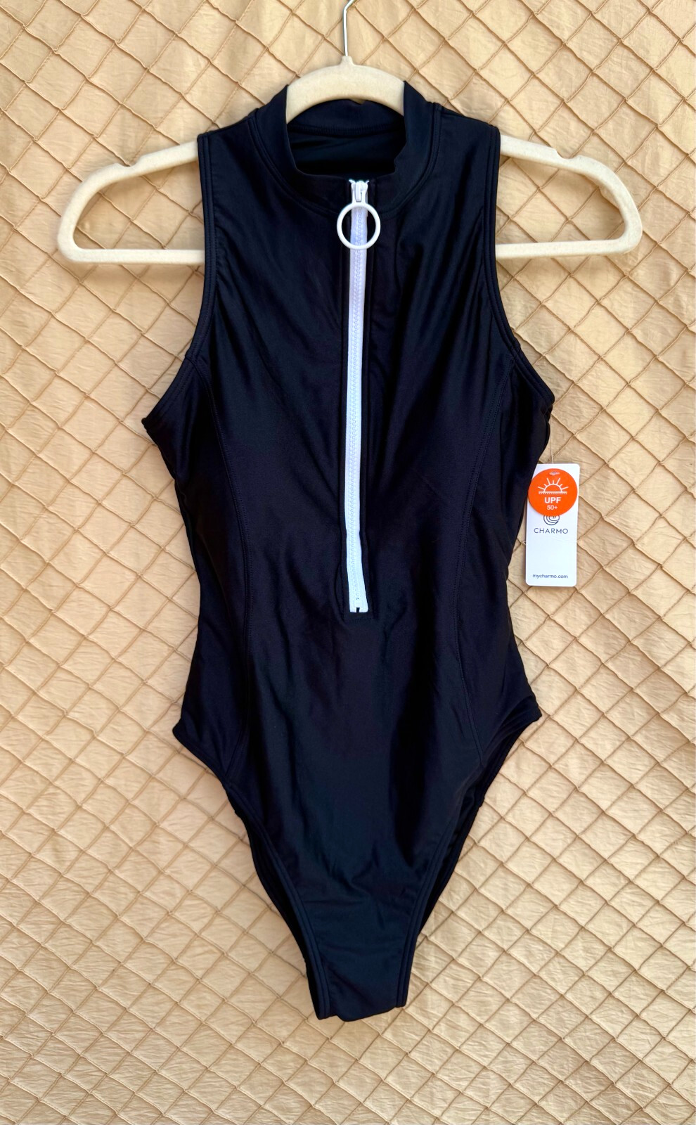 Charmo Size S Women’s Black Full Zip Swimsuit UPF50+