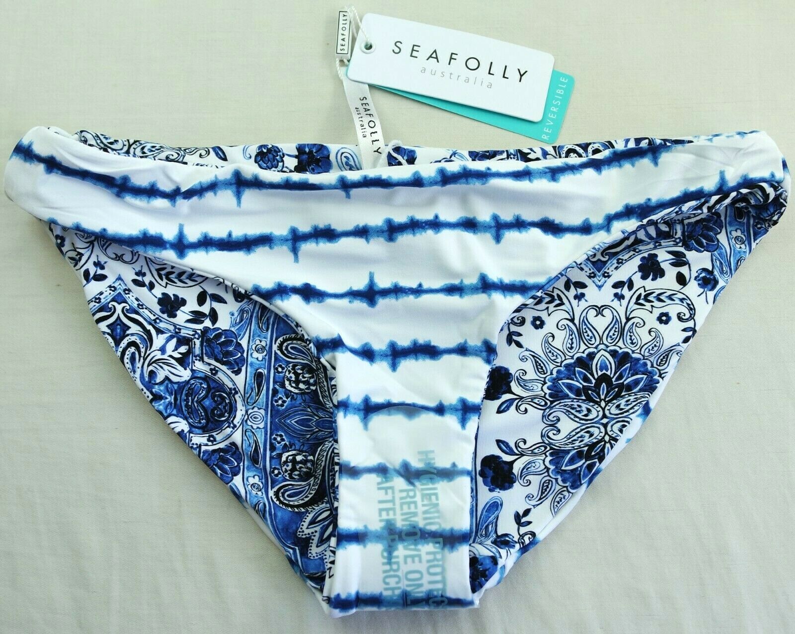 Seafolly Hipster Bikini Swim Bottom 4 6 8 12 Mandala French Blue Reversible New