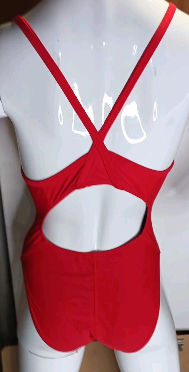 Women’s Sporti Lifeguard Swimsuit One Piece Thin Strap Red Navy Guard+