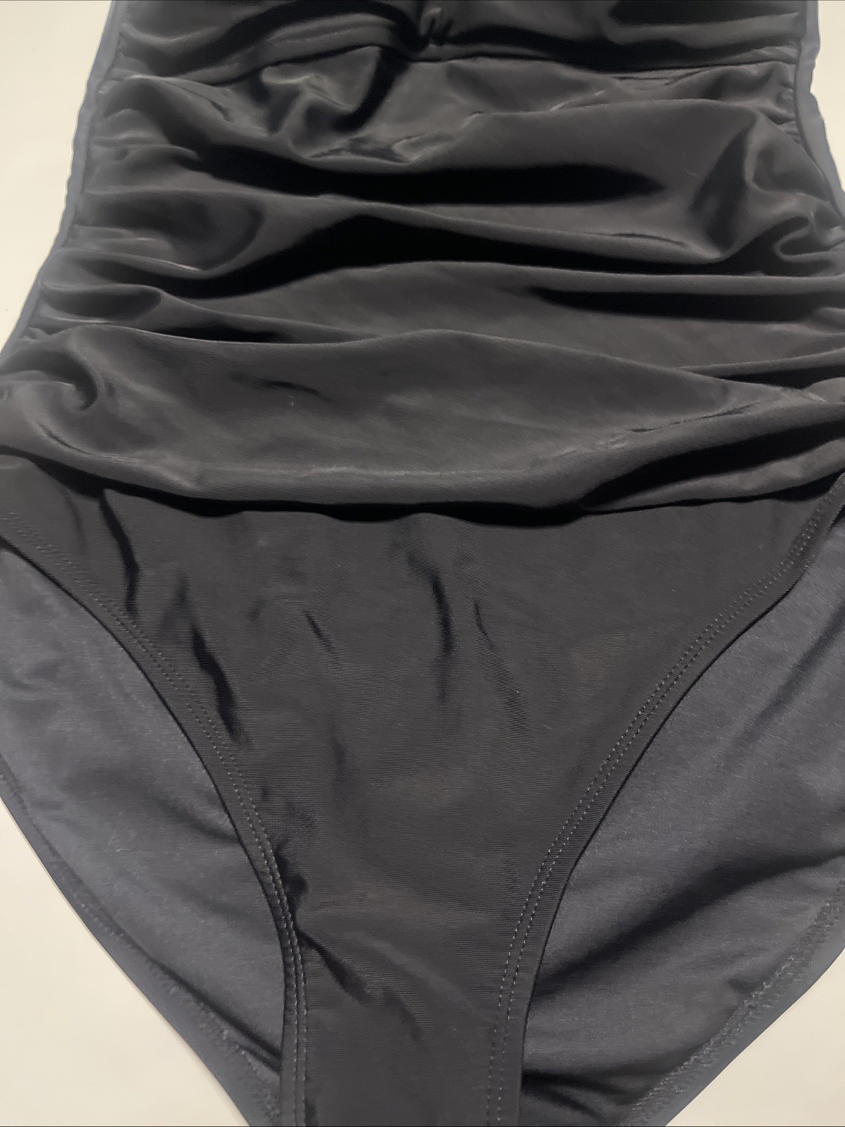 Relleciga One Piece Swimsuit Women’s Ruched Body Spaghetti Strap Black Medium