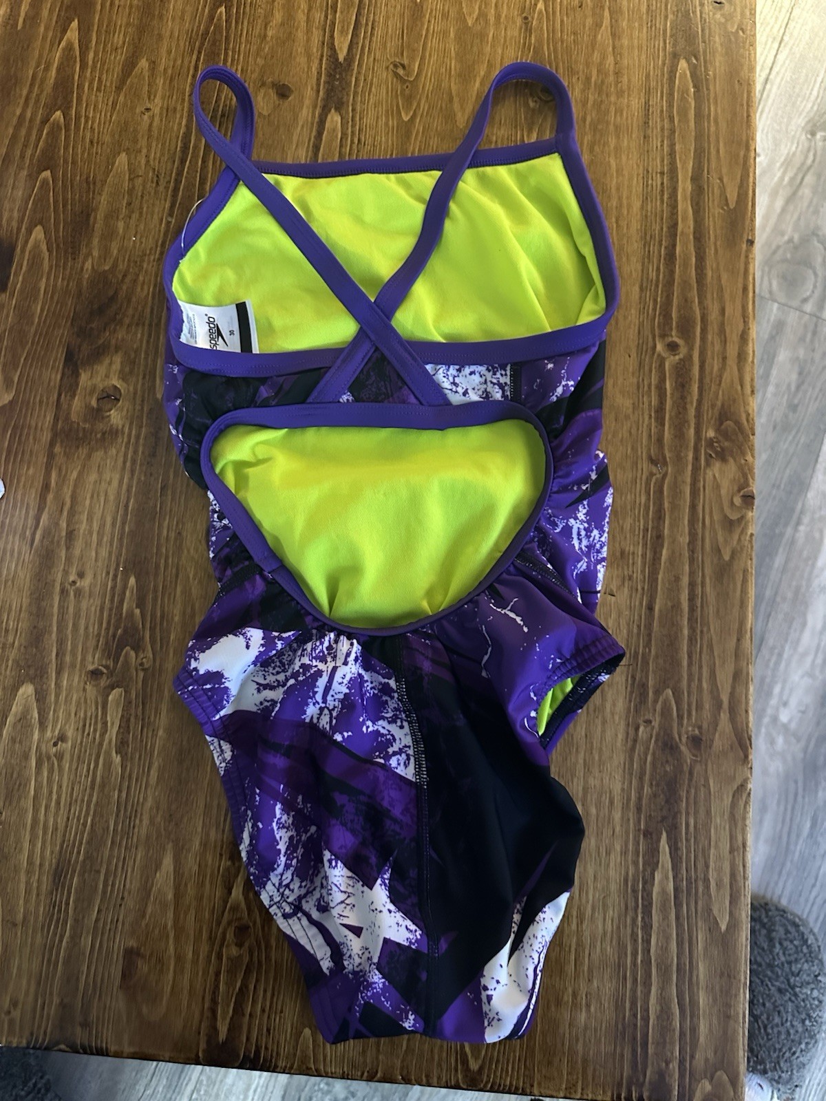Women’s Bolted Flyback One Piece Speedo Purple, White And Green, Size 30