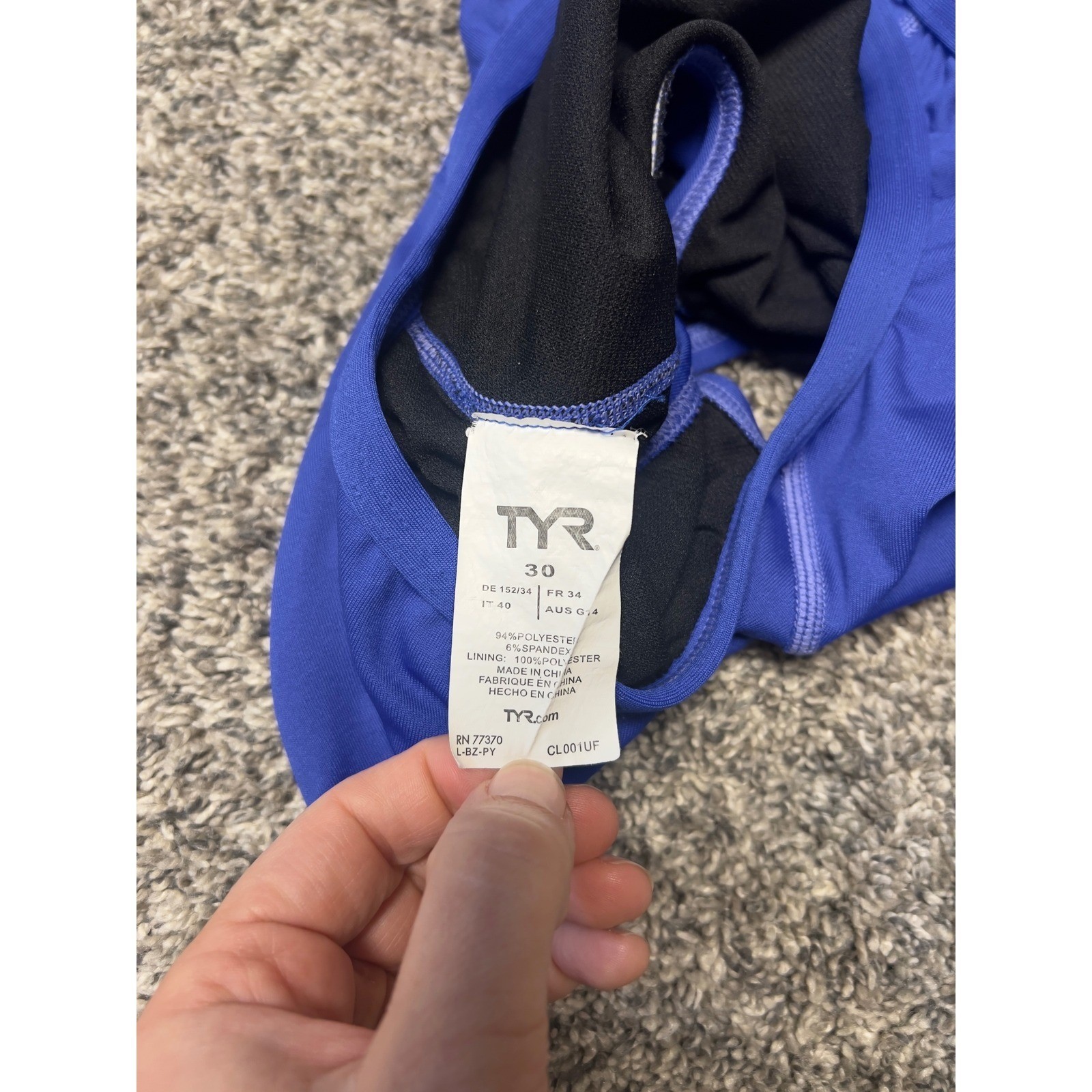 TYR Womens Royal Blue Crossback Performance One Piece Swimsuit Size 30