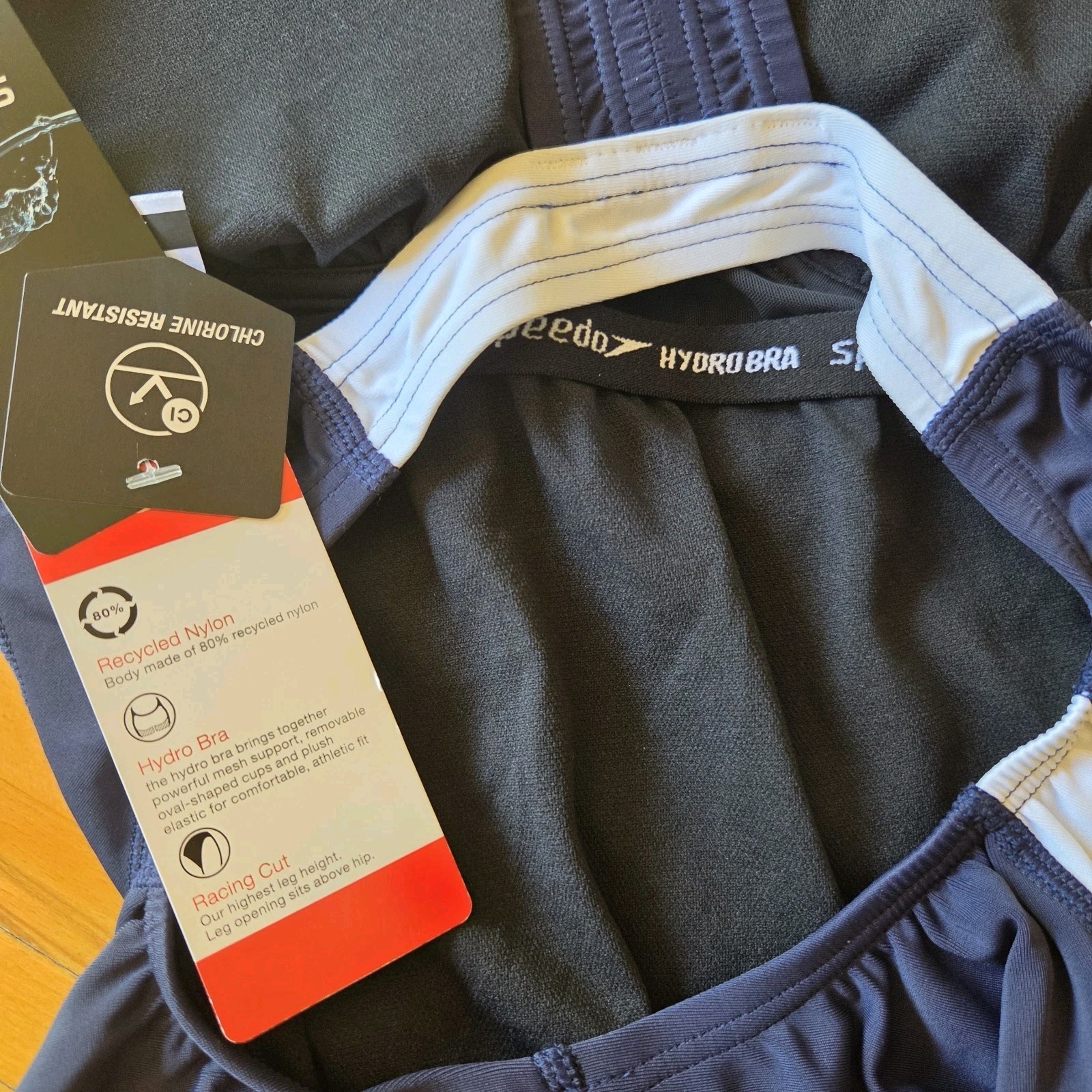 Women’s Speedo Swimsuit Size 4 | Fusion Splice One Piece, Navy, Hydrobra