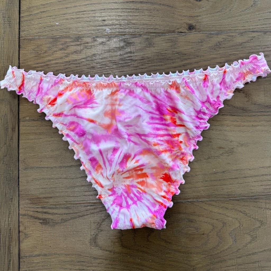 Shade & Shore Pink + Orange Tie-Dye Bikini Set XL Bottom 36B Adjustable Top T11