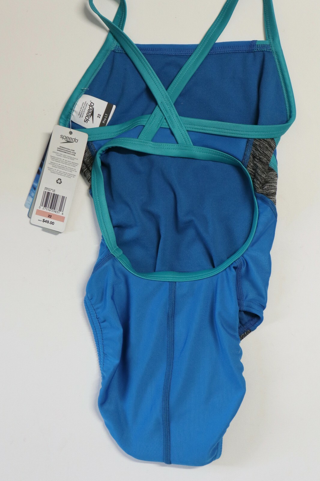 Speedo women’s competitive swimsuit ProLT size 22, amalfi blue, flyback