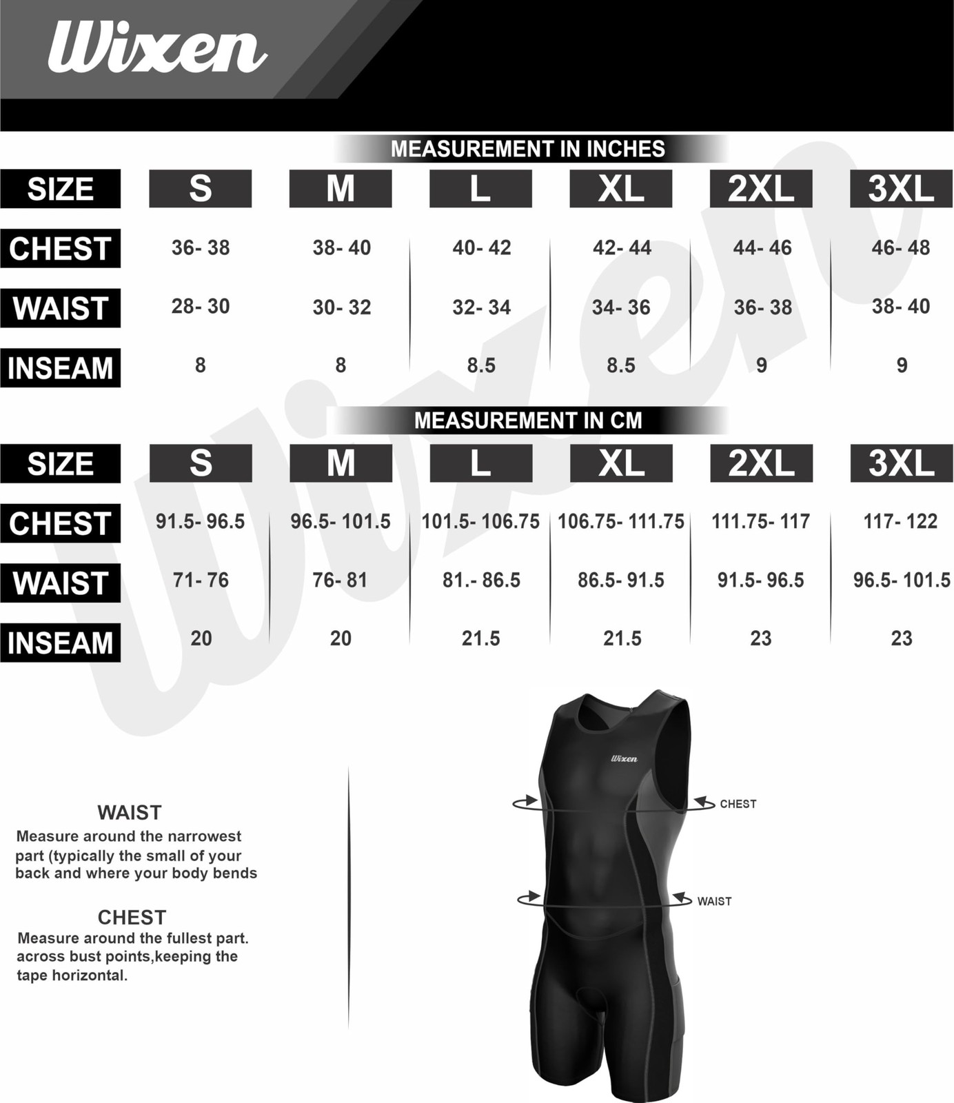 Wixen Men’s Triathlon Suit – Padded One-Piece Sleeveless Trisuit with Rear Zi…