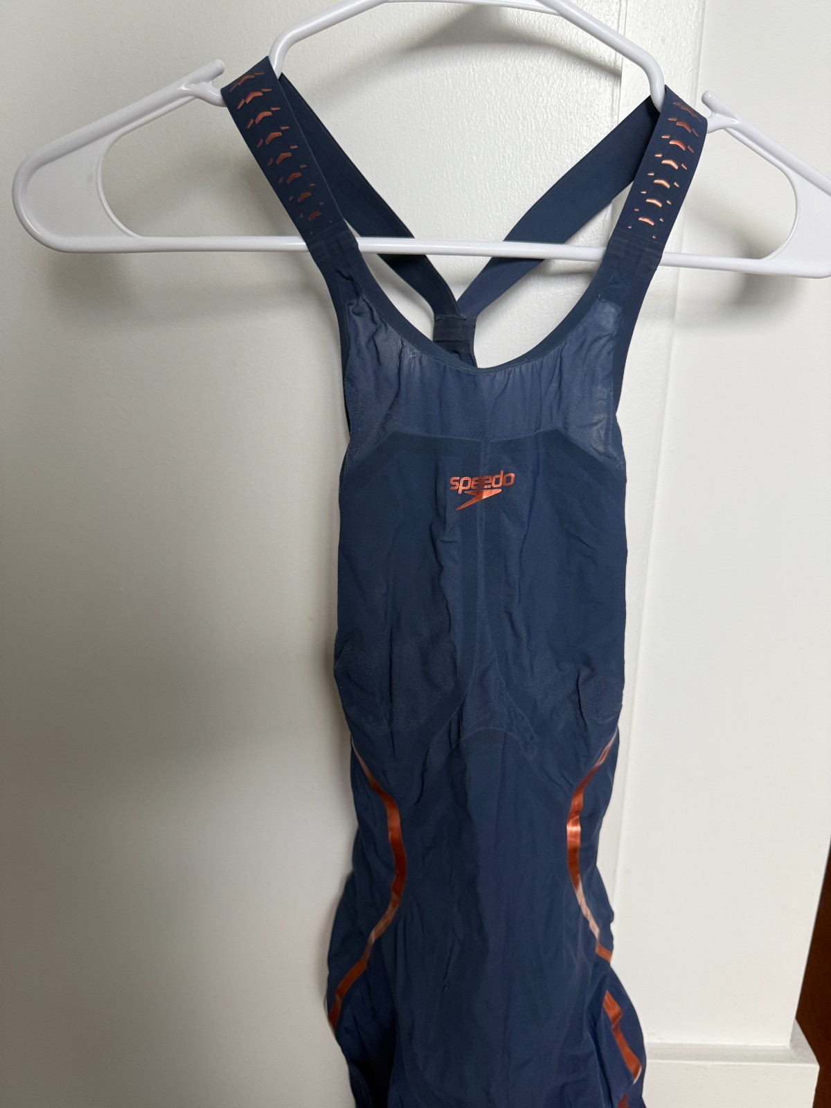 Speedo LZR X Kneeskin Sz 25 Womens Open Back Swim Blue/Gold