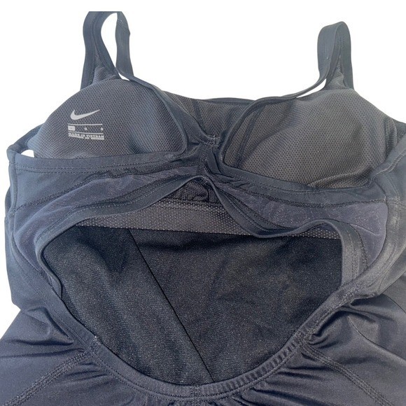 Nike Womens One Piece Swimsuit Black Cutout Back Athletic Swimwear Size L