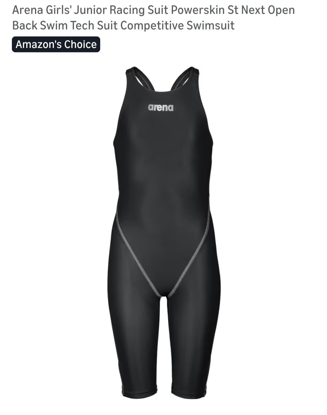 Arena Powerskin St Next Open Back Junior Competitive Swimsuit-Black-Sz 28-NWT