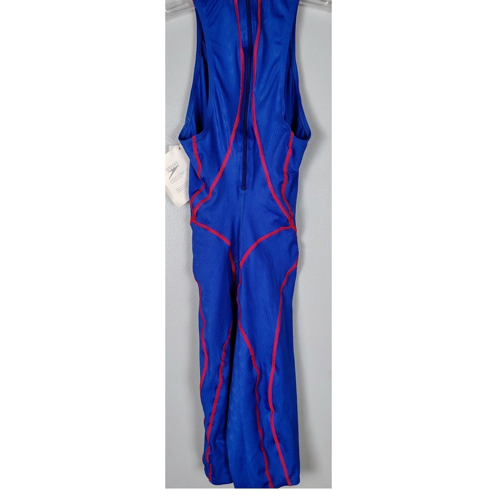 Speedo Aquablade Full Body Swimsuit Blue Red 705848 42L Vintage USA NWT nos