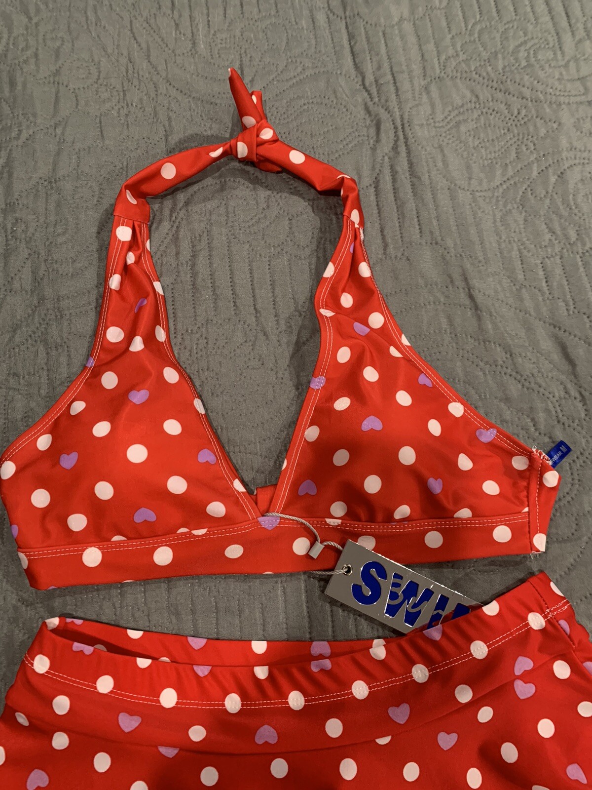 Women Buzz Swimwear 2/pc Red Color Bikini Set With Panties Attached Under SZ/M