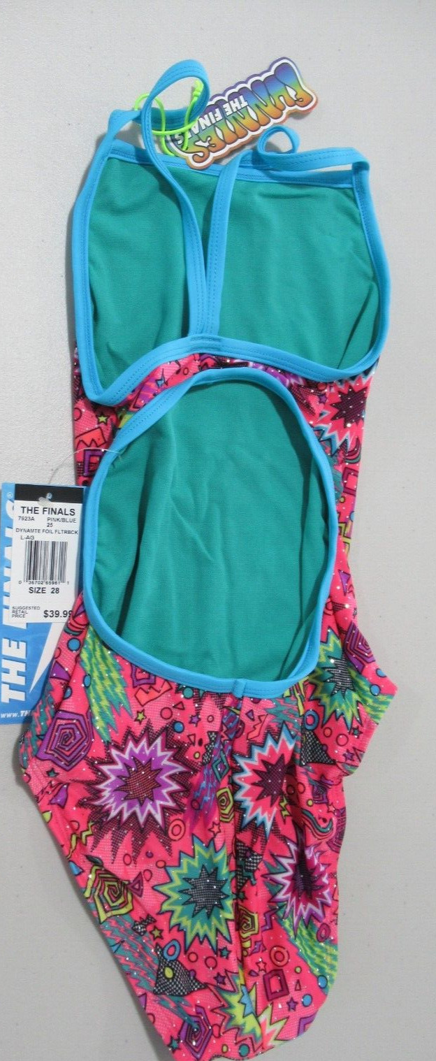 TYR The Finals Dynamte Foil Size 28 Pink/Blue *NWT*
