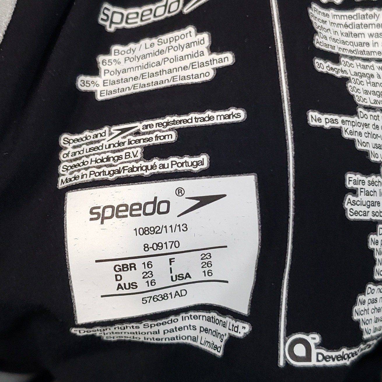 Speedo LZR Racer Elite 2 Kneeskin Swimsuit 16 Black FINA Approved 8-09170