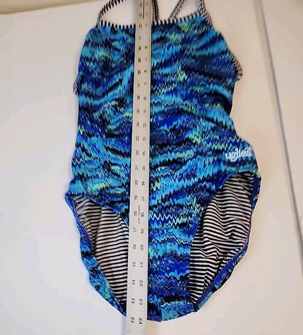 Dolfin Uglies Womens Racerback Swimsuit Size 36 Blue Multicolor One Piece Swim