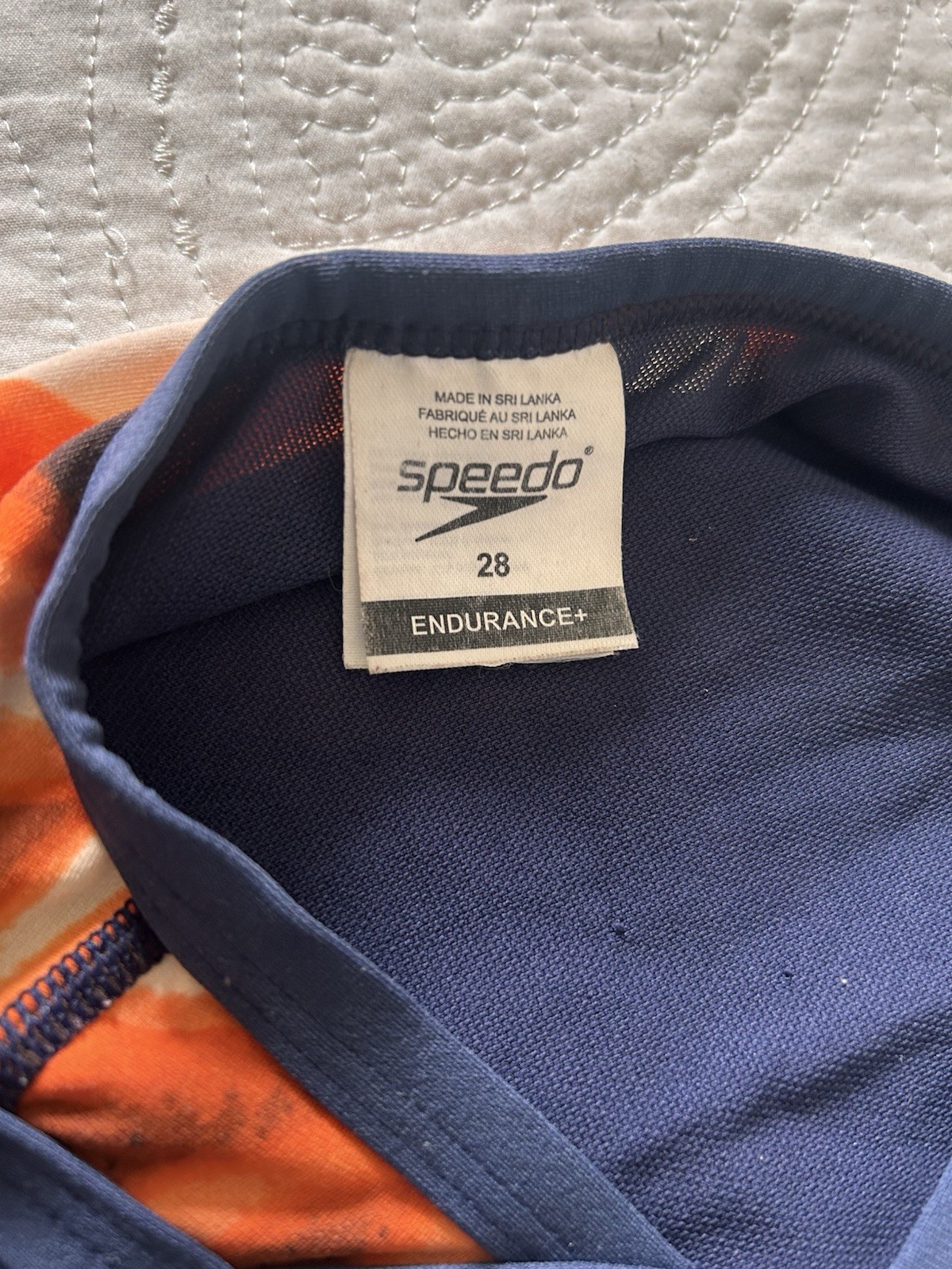 Speedo Endurance+ One Piece Competitive Training Swimsuit Size 28 Navy Orange