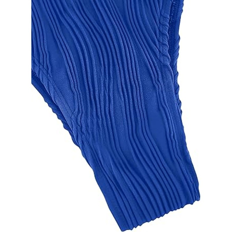 ZAFUL Women Plunging One Piece Swimsuit Backless Cross Tie High Cut Thong One-P