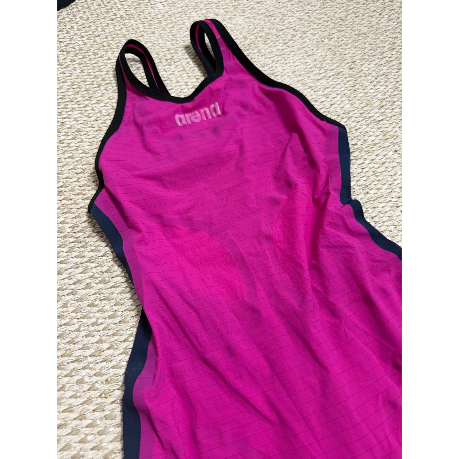 Arena Powerskin Carbon Open Back Kneeskin Racing Swimsuit Pink Navy Size 26