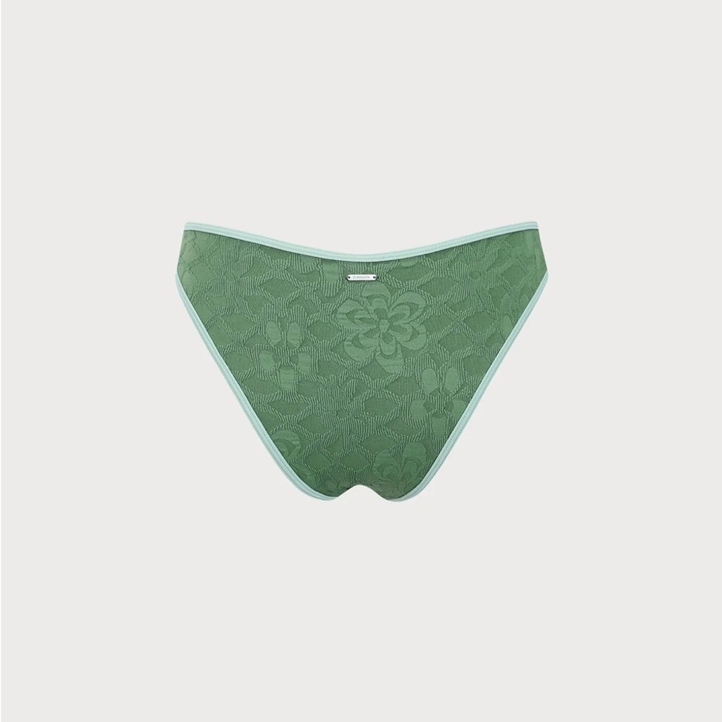 BERLOOK Dark Green Contrast Jacquard Bikini bottom ONLY 32