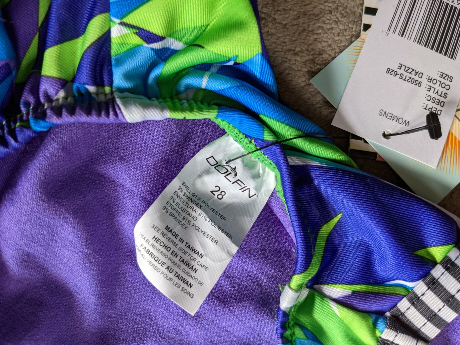 DOLFIN UGLIES One Piece Swimsuit Womens Sz 28 Dazzle Purple Green NEW NWT