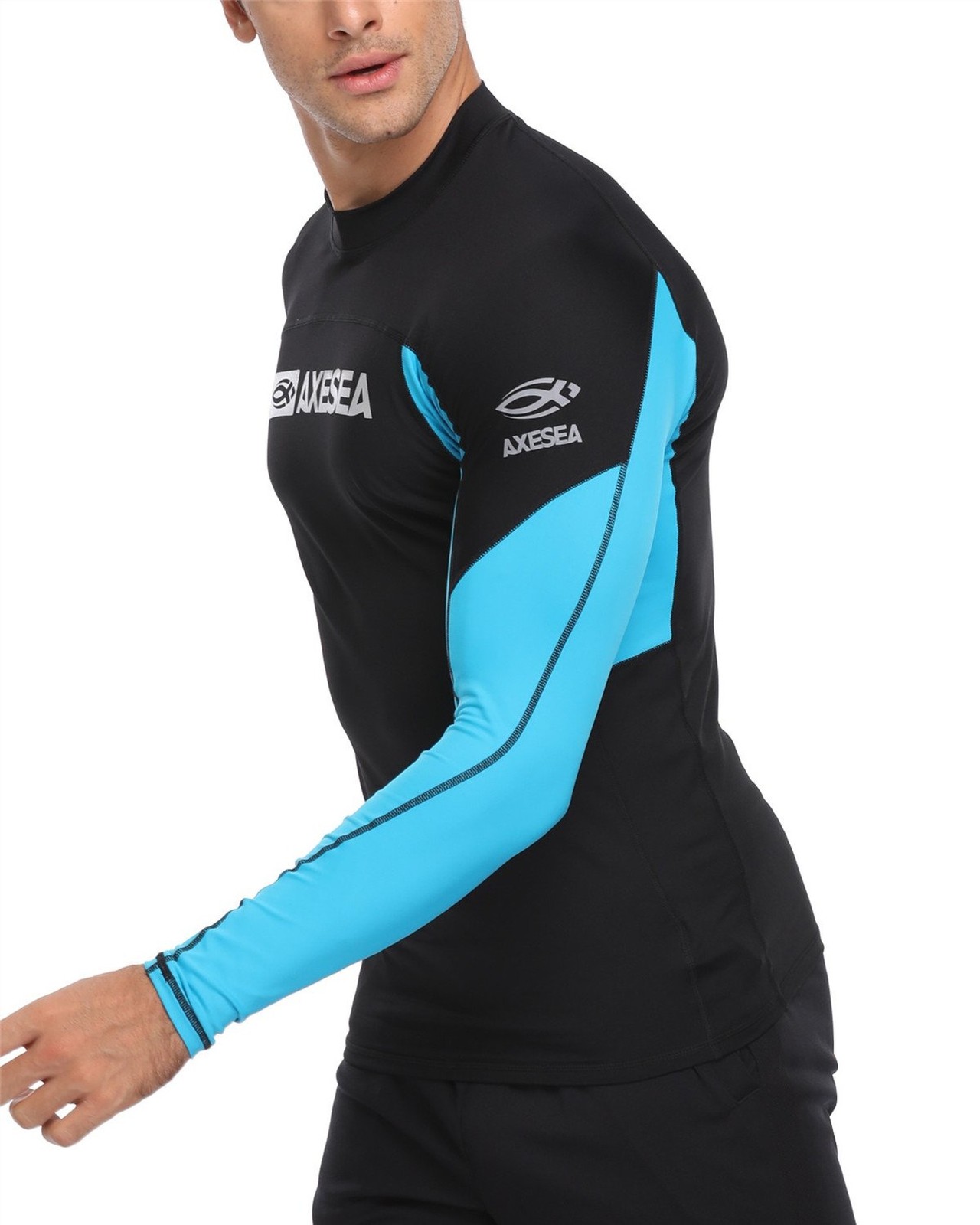 AXESEA Men Long Sleeve Rash Guard Quick-Dry UPF 50+ Lightweight Swimsuit Swim…