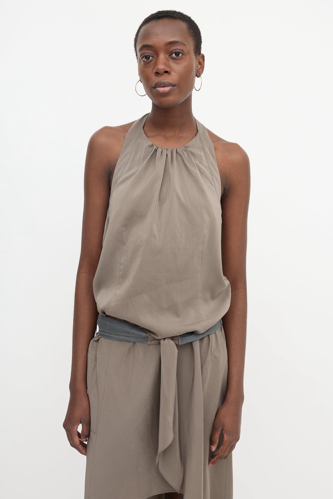 EUC Brunello Cucinelli Belted High Low Dress brown SZ S $2,452.00