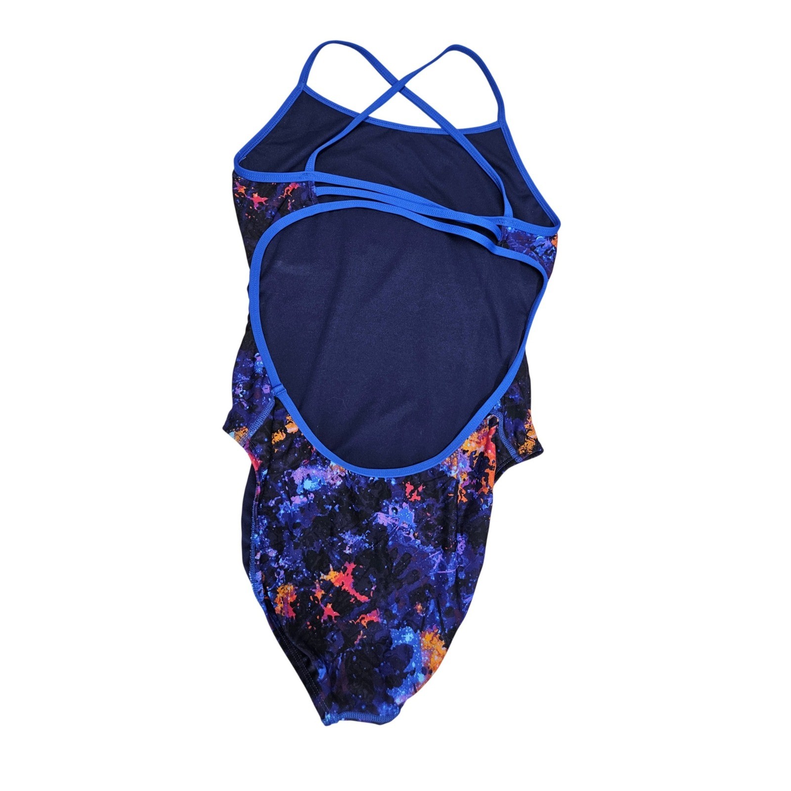 TYR One Piece Swimsuit 36 L Purple Orange Trinityfit Durafast Elite Athletic