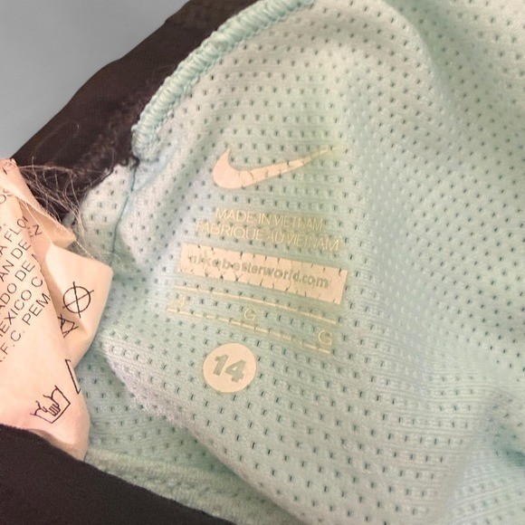Women’s Nike black light blue one piece racerback swimsuit mesh detail size 14
