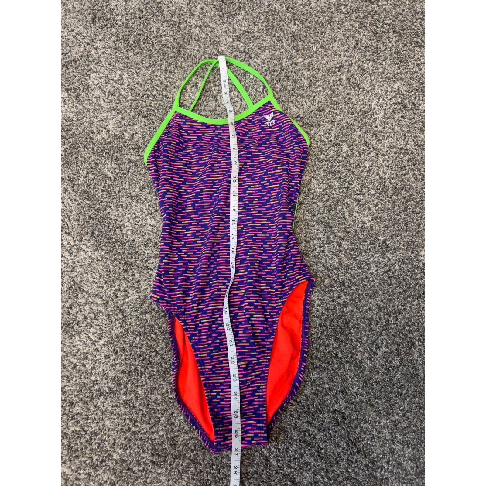 TYR Women’s Vitality Trinityfit Swimsuit Purple Pink Print One Piece Size 30