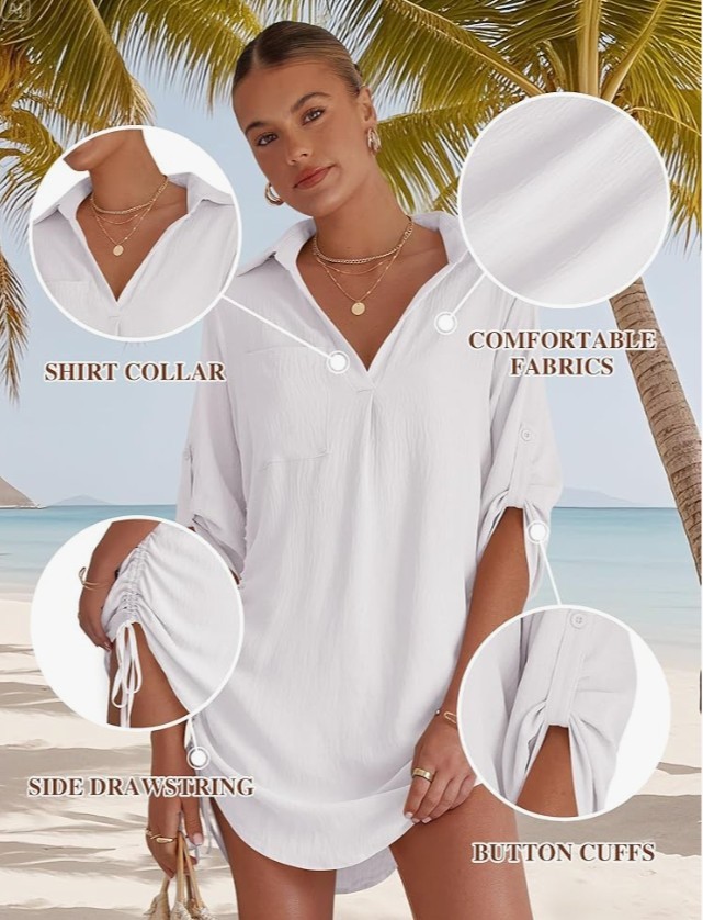 MOHHOM Swimsuit Coverup for Women Bathing Suit Cover Up Summer Swimwear, Small *