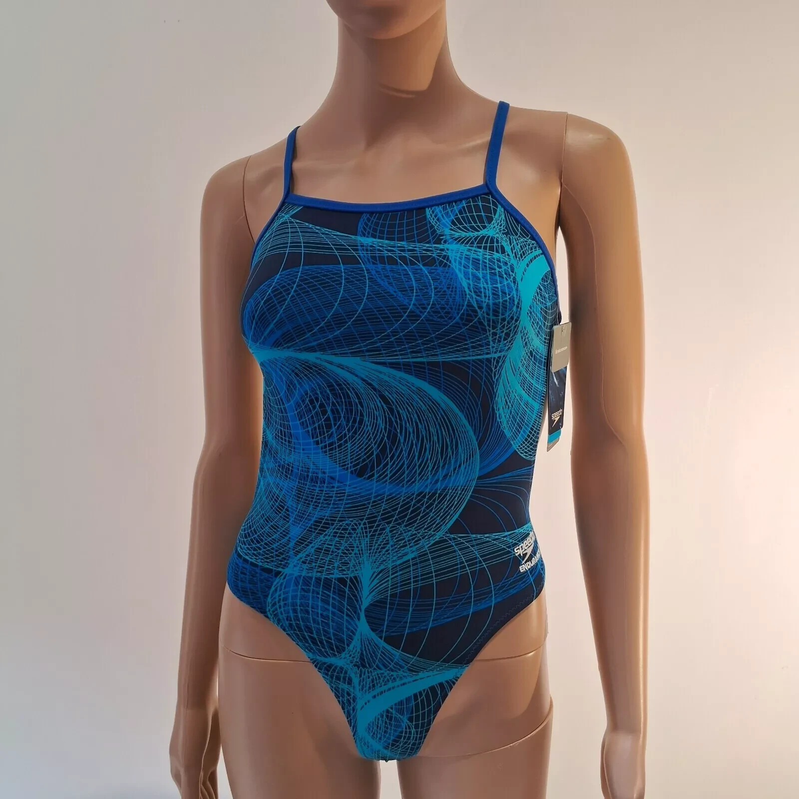NWT SPEEDO Girl 26 Competition Swimsuit Cyclone Strong Endurance+ $84 Blue Swim