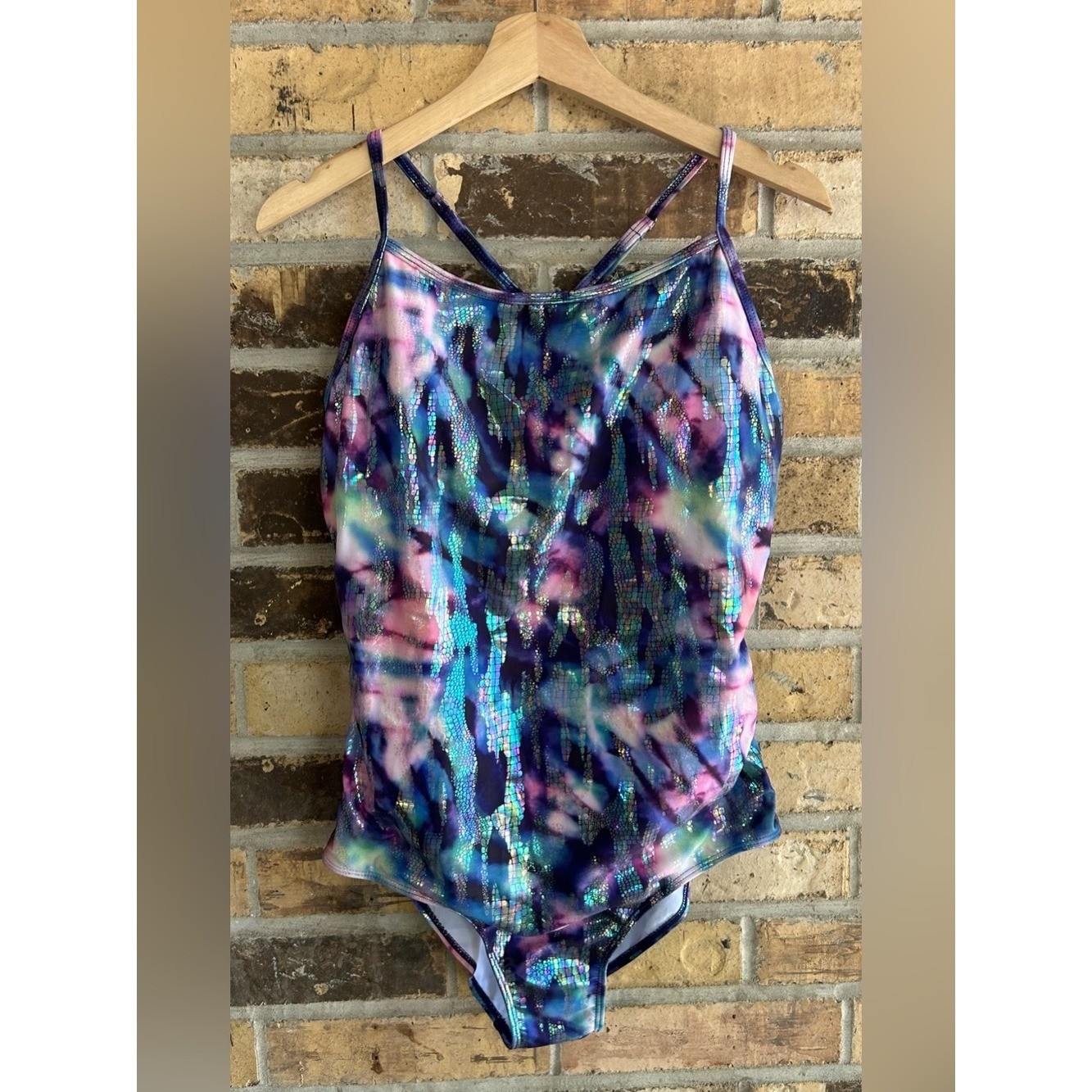 2XL Watercolor Scale Mermaid One Piece Swimsuit