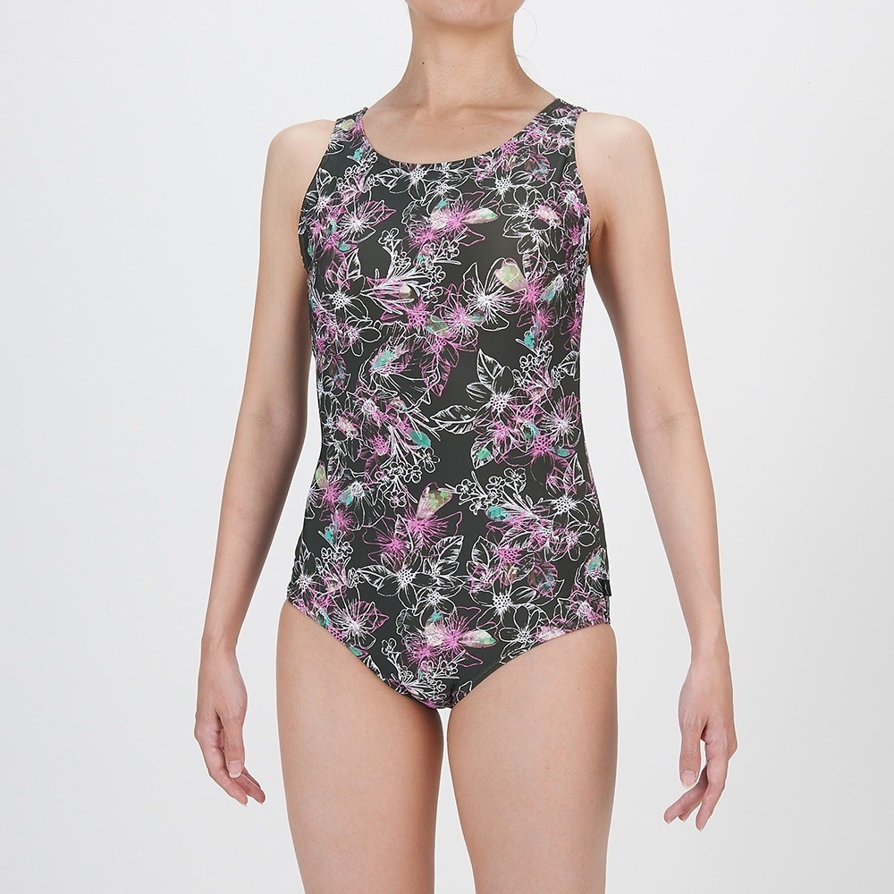 Mizuno Women’s Aqua Fitness One-Piece Swimsuit N2JAC82133 Green 2025SS U-Back