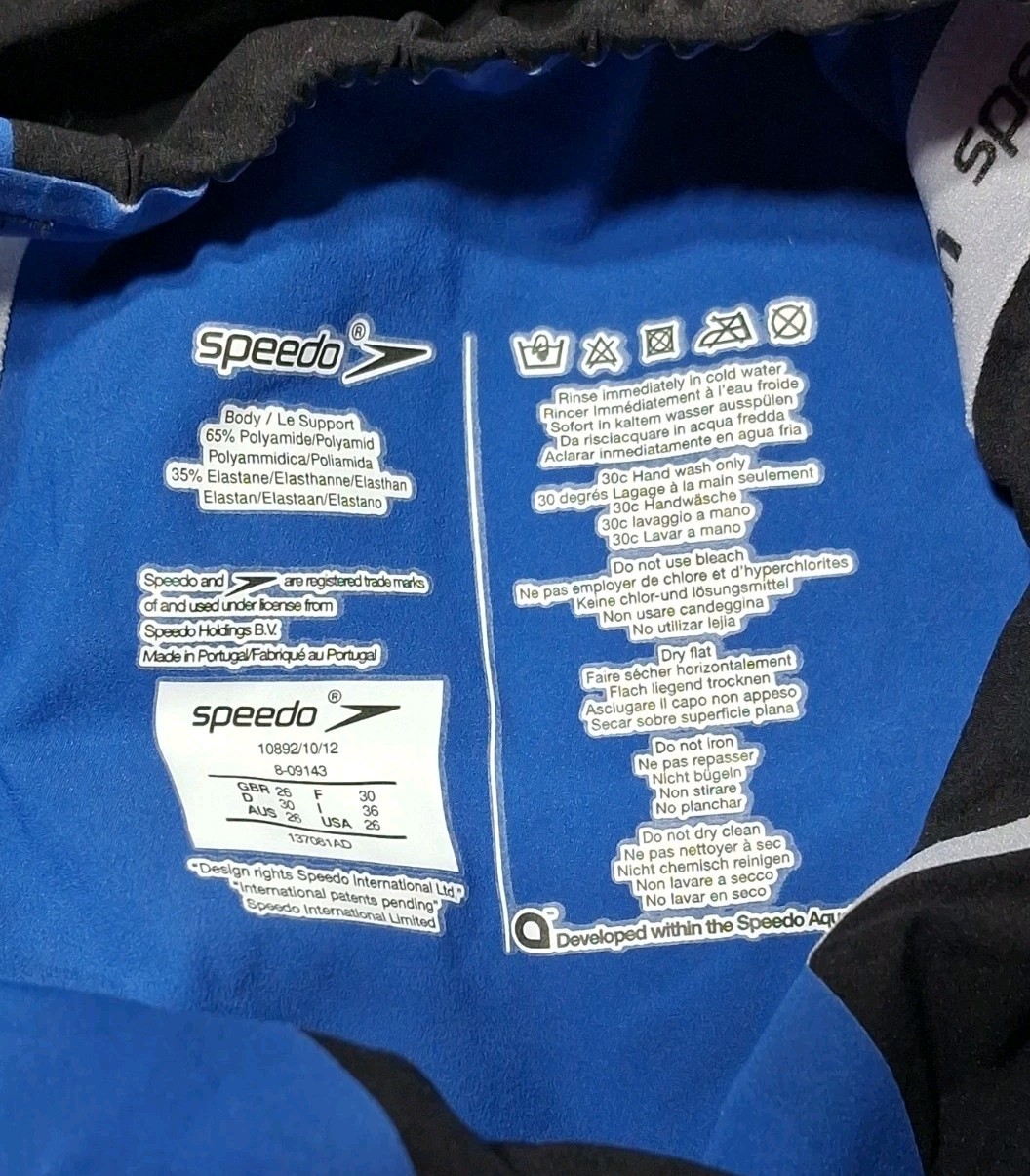 Speedo Fastskin LZR Racer Elite 2 Tech Suit 26 XS Blue Black Kneeskin Swim FINA