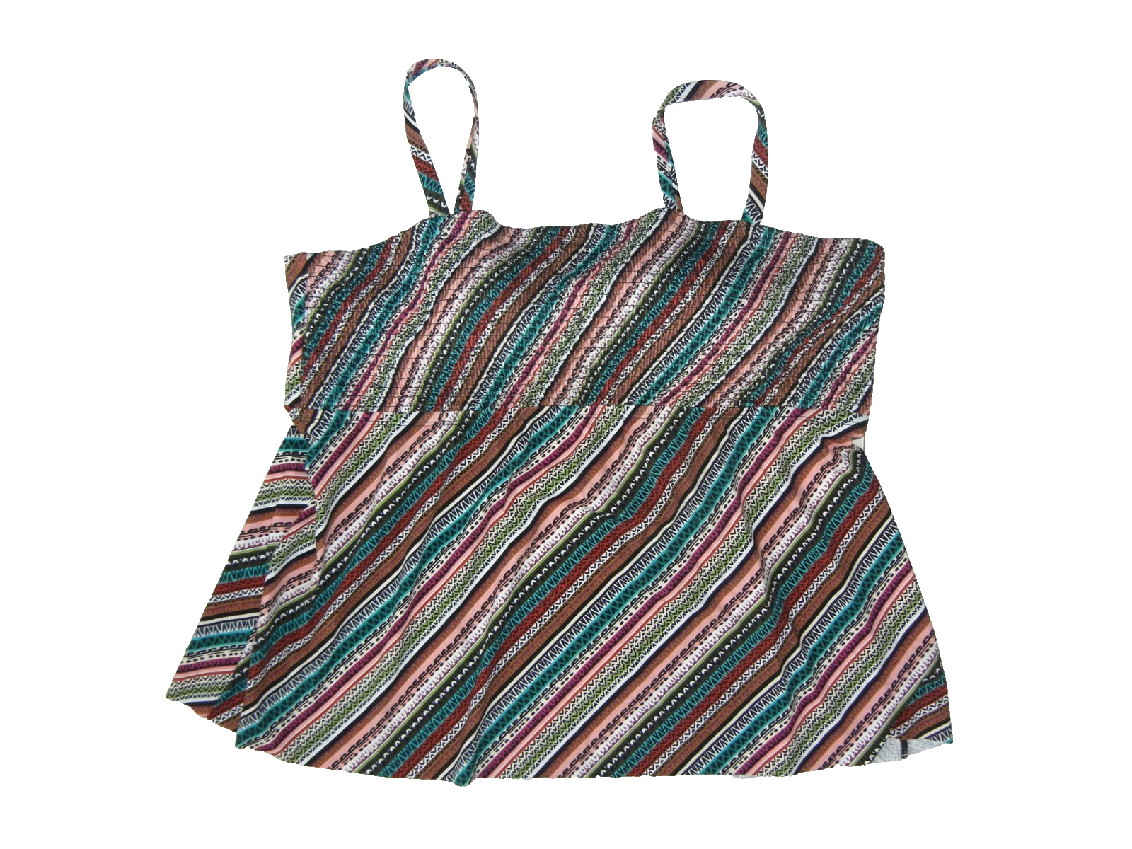 SWIMSUITS FOR ALL Pink/Blue Spandex TANKTINI TOP Summer Beach Pool Women 26 New!